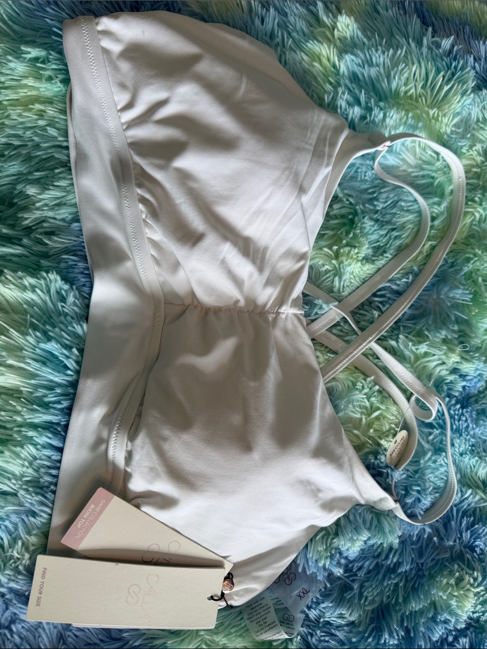CALIA by Carrie Underwood White Ruched Front Cross Top